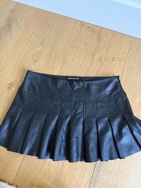 Urban Outfitters Black Faux Leather Pleated Skater Skirt